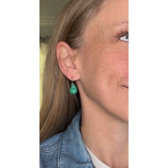 Tiffany & Co. Elsa Peretti Chrysoprase Teardrop Earrings 18k White Gold 💚✨ - Picture 3 of 7